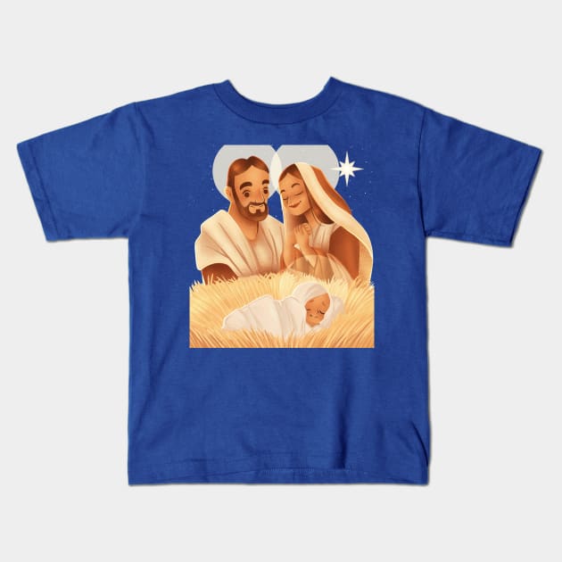 Nativity Illustration Kids T-Shirt by Mako Design 